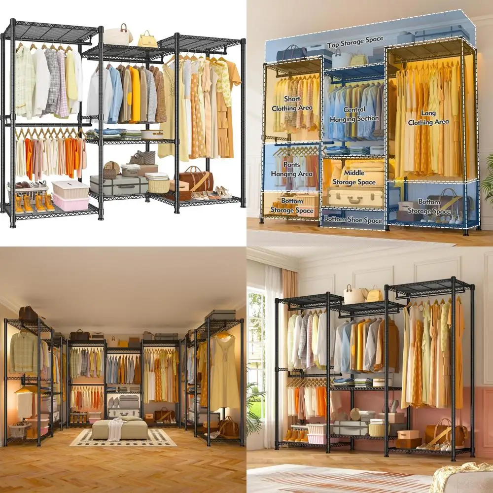 

Сверхмощная отдельно стоящая вешалка для подвешивания одежды — емкость 900 фунтов, высота 77 x 69 шириной x 16 дюймов, большое решение для хранения вещей