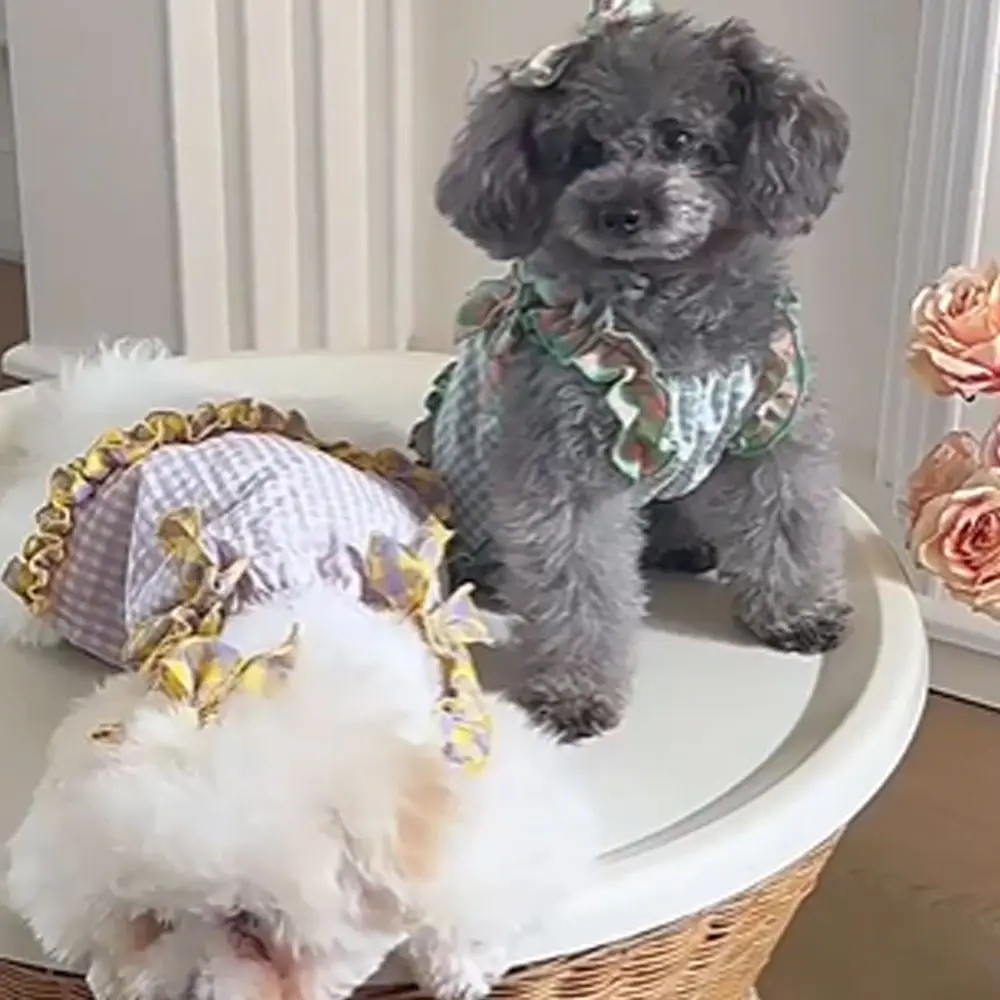 

Pet Supplies Cute Pet Plaid Lace Vest Soft Fashion Pet Summer Princess Skirt Breathable Dog Clothes Spring