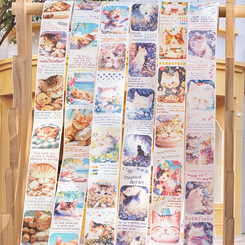 40 مللي متر * 200 سنتيمتر سعيد القط مذكرات سلسلة Kawaii القطط المشهد اشي الشريط الإبداعية DIY بها بنفسك مجلة المواد كلية القرطاسية