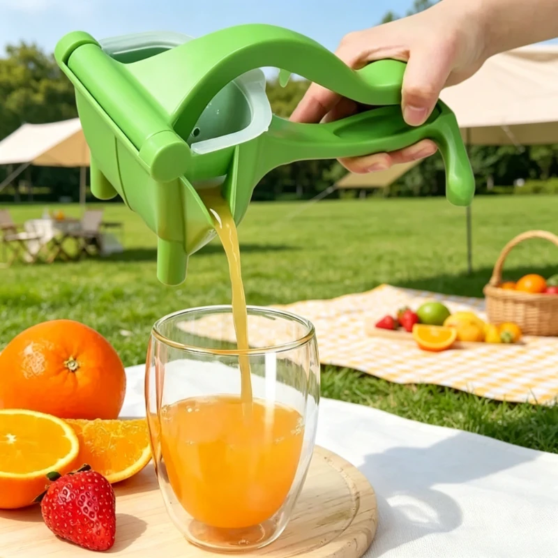 Handheld Juice Press, Non-Slip Manual Fruit Squeezer, Easy To Clean Cold Press Juicer for Home Kitchen, Camping, and Outdoor Use
