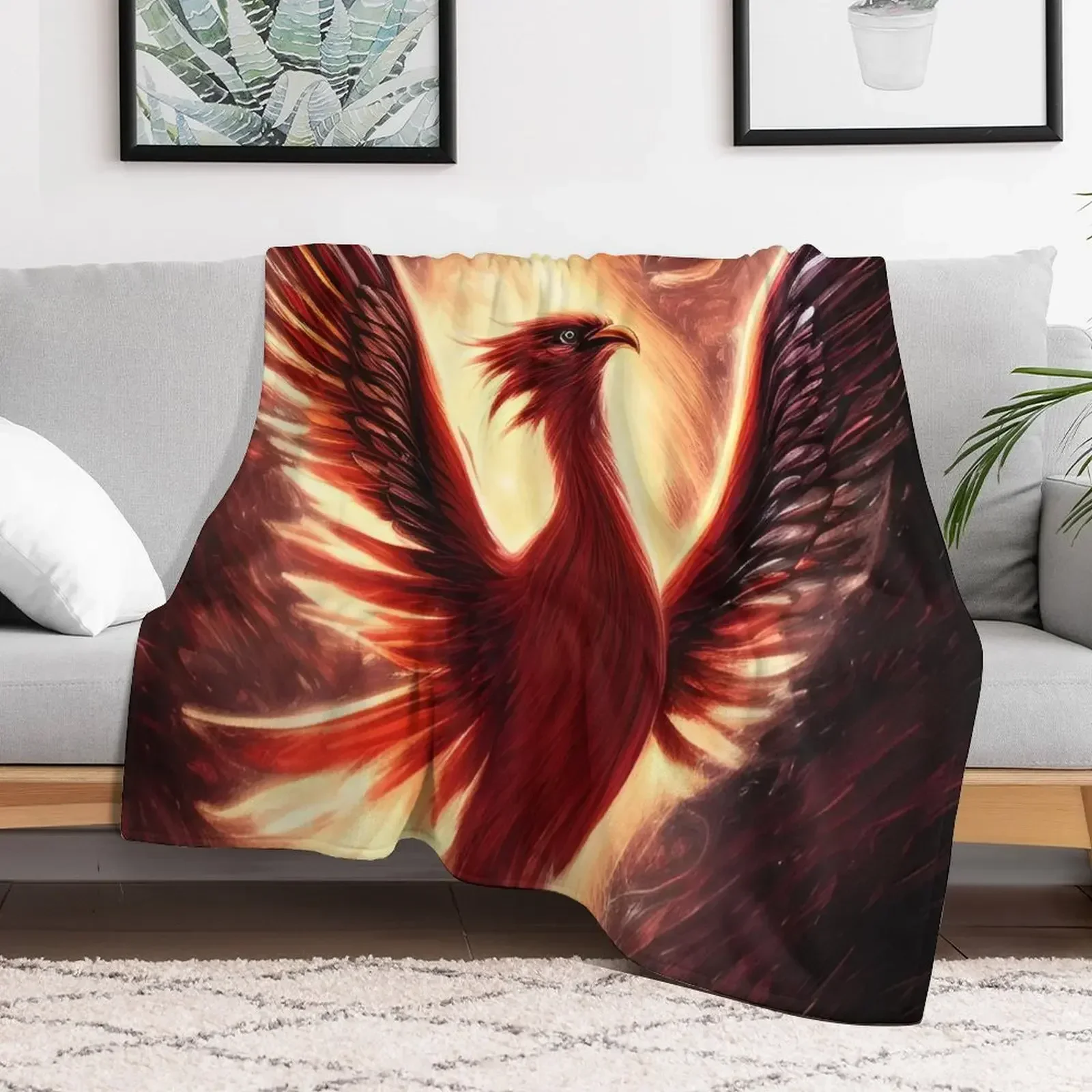 

Red Phoenix Fantasy Mythical Creature Throw Blanket blankets ands wednesday Blankets