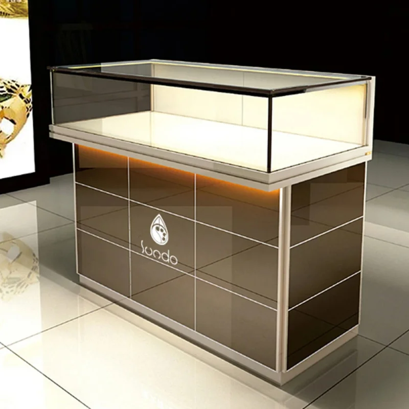custom.Custom Sunglasses Shop Design Wood Floor Led Eyeglass Display Cabinet Watch Display showcase Design