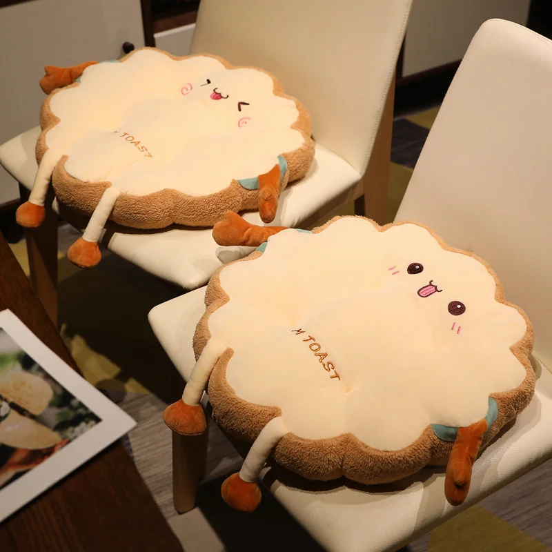 

Kawaii Square Toast Sofa Chair Seat Plush Cushion Toy Cute Stuffed Food Round Bread Plushies Pillow Anime Soft Toys Home Decor