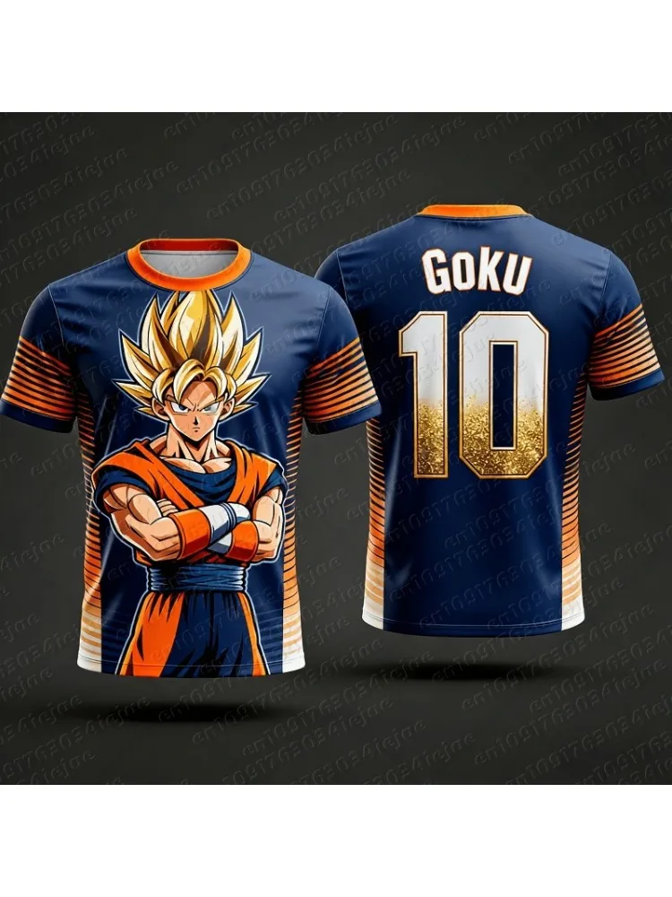 2026 Nieuw Volwassenen Heren Dragon Ball Goku 3D Geprint Voetbalshirt T-Shirt Kinderen Anime T-Shirt Speciaal Voetbalshirt - afbeelding 2