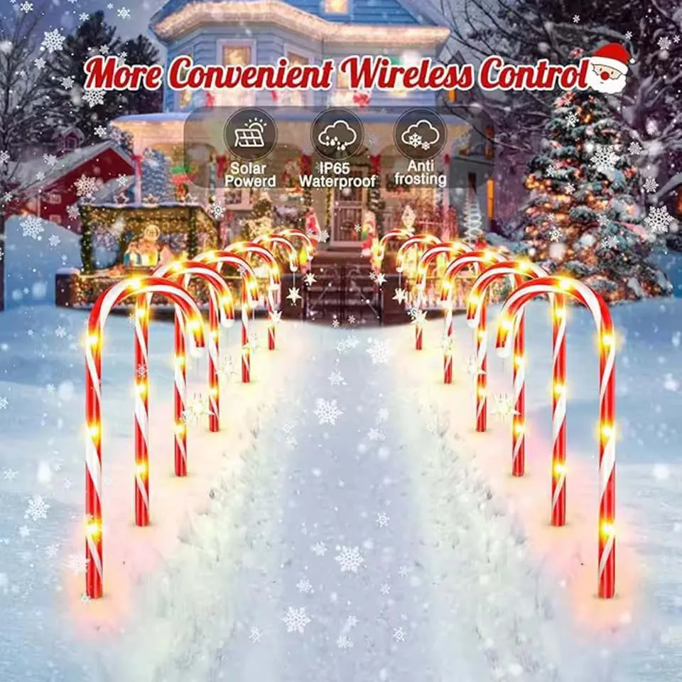 5PCS/Set Solar Cane Light Outdoor Waterproof Candy Ground Light Garden Landscape Christmas Decoration Lawn Light Colored Light
