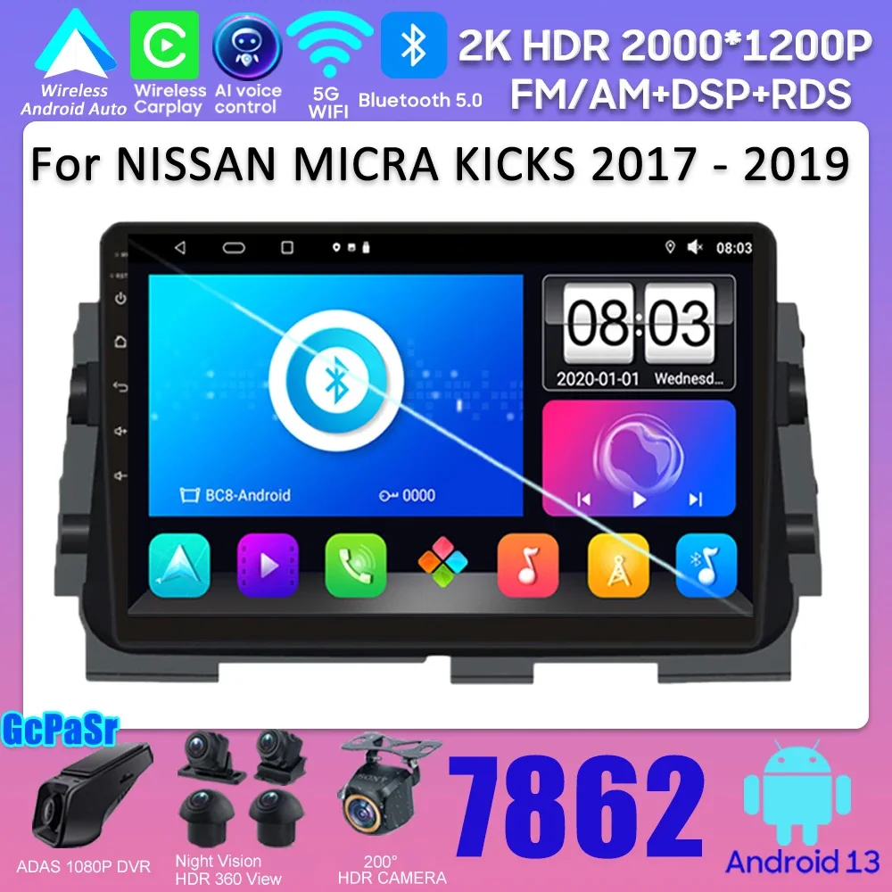 

Android Radio Android 13 For NISSAN MICRA KICKS 2017 - 2019 Car Radio Player Carplay Stereo Head Unit GPS Navigation No 2din DVD