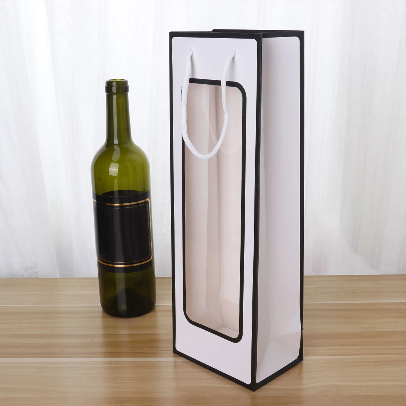 

12 Pcs Bag Bags Paper Kraft with Window Tote Red Single Bottle Travel Carrier