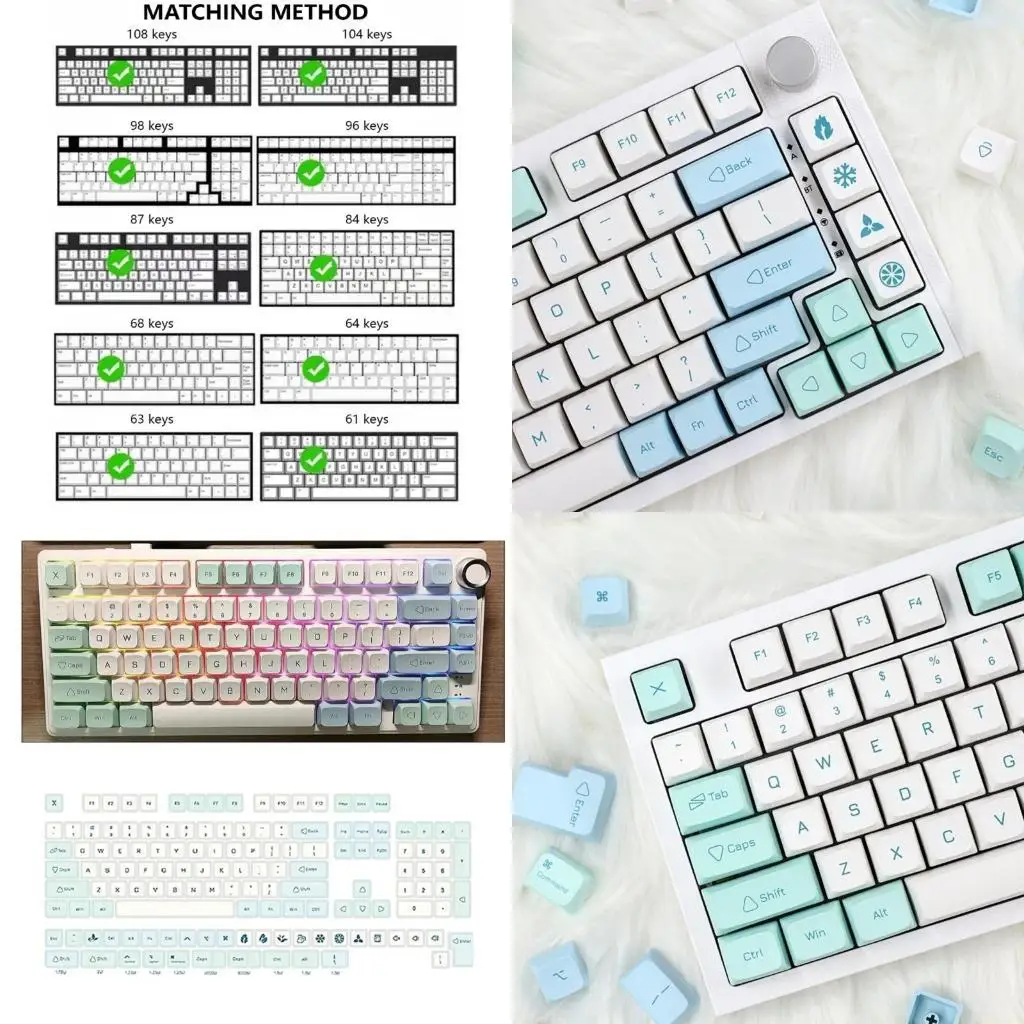 

Thick PBT White Keycaps 125PCS Sublimations Blue White Keycap XDA Height