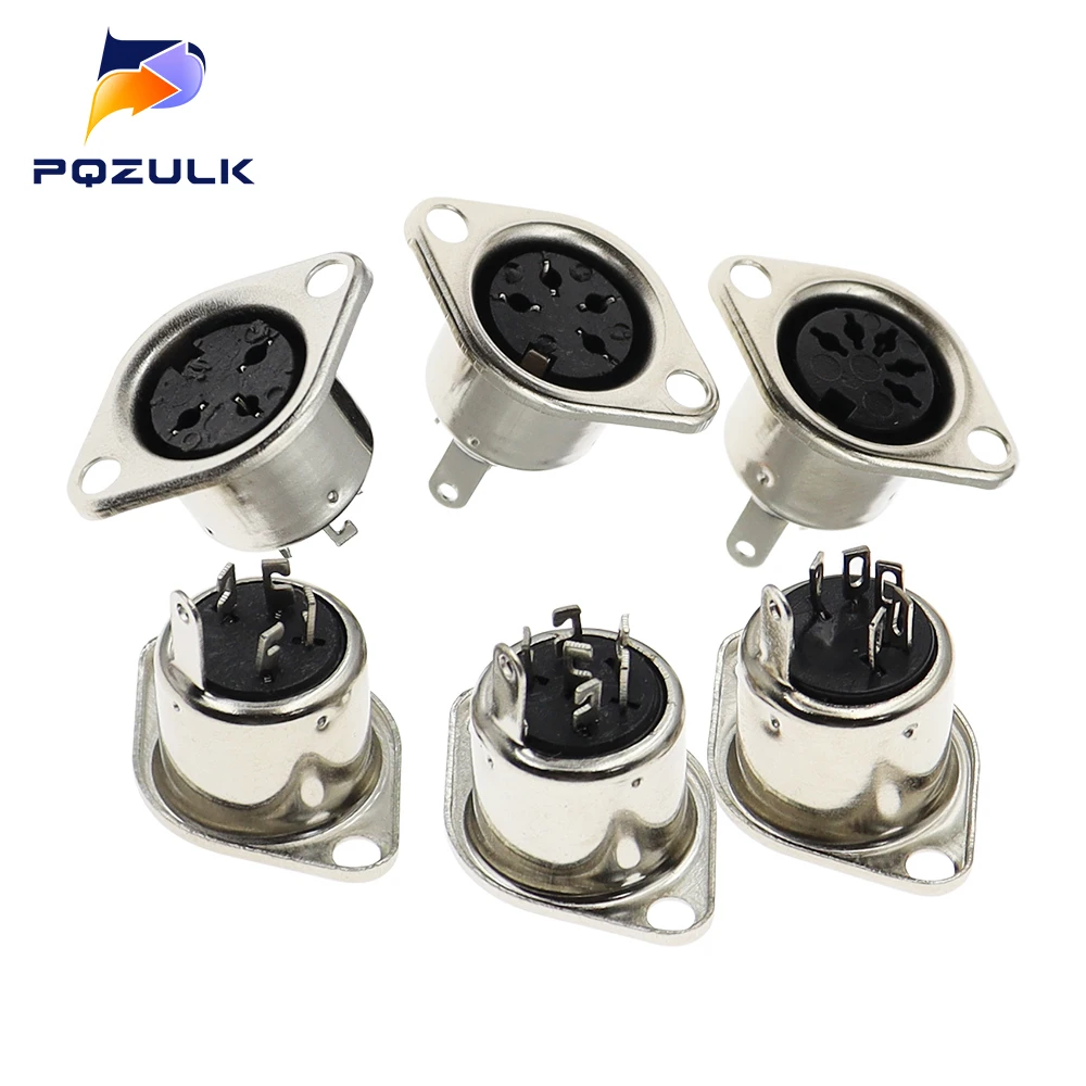 10PCS 3/4/5/6/7/8PIN Panel Mount Female Jack DIN Adapter MIDI Cable Connector