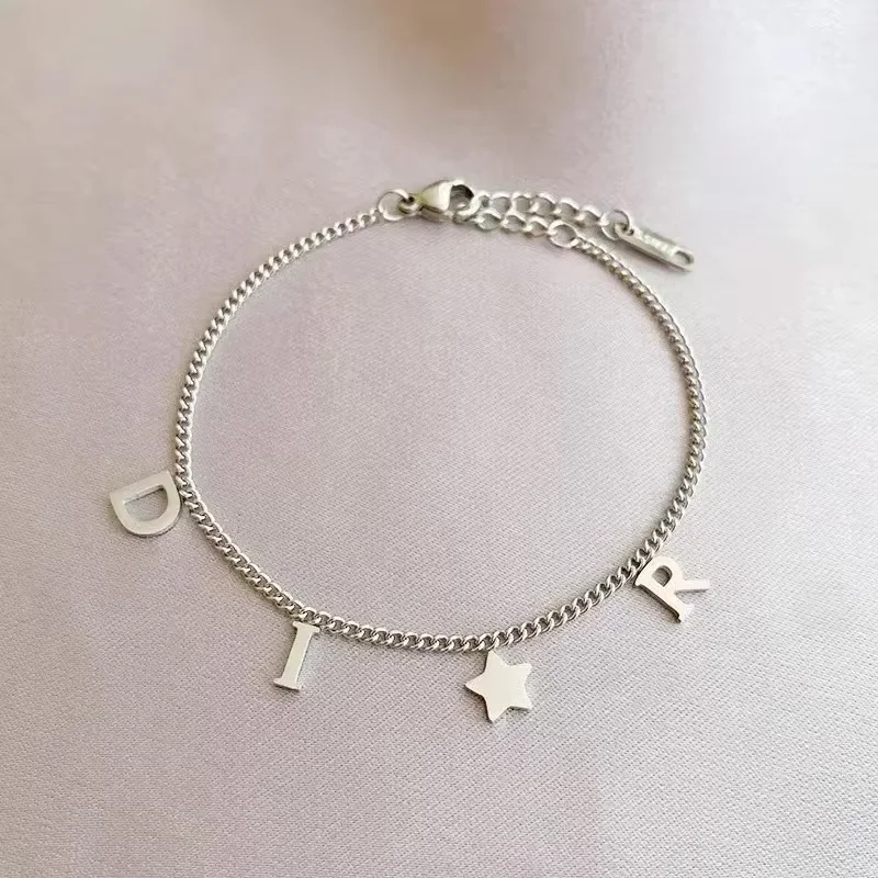 Fashion Litter Star&Letter Pendant Bracelet Woman Simple Style Chic Stainless Steel Bracelet Luxury Jewelry For Women