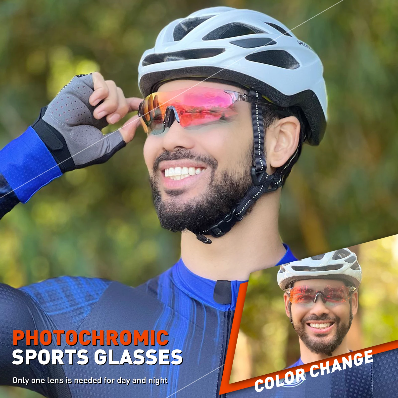 2024 Kapvoe Red Photochromic Running Sunglasses Sports for Men Blue Marathon Cycling Glasses Mountain Bicycle Goggles Eyewear