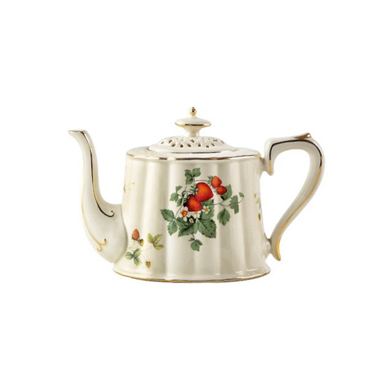 Französische Retro-Teekanne, Kaffeetassen-Set, Goldrand, Tasse, Untertasse, Blume, große Teetasse, englische Nachmittagstee-Tasse B-A78U