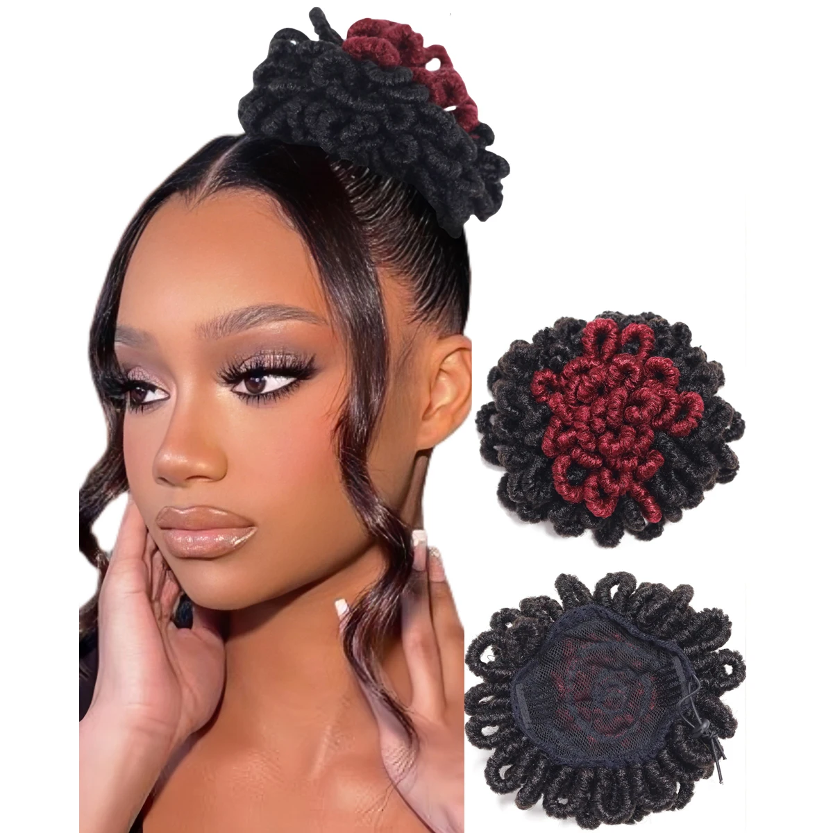 

Женский синтетический афро-пуховый пучок, дреды, хвост на шнурке, вьющиеся искусственные локоны, плетеный шиньон, шиньон с резинками для волос