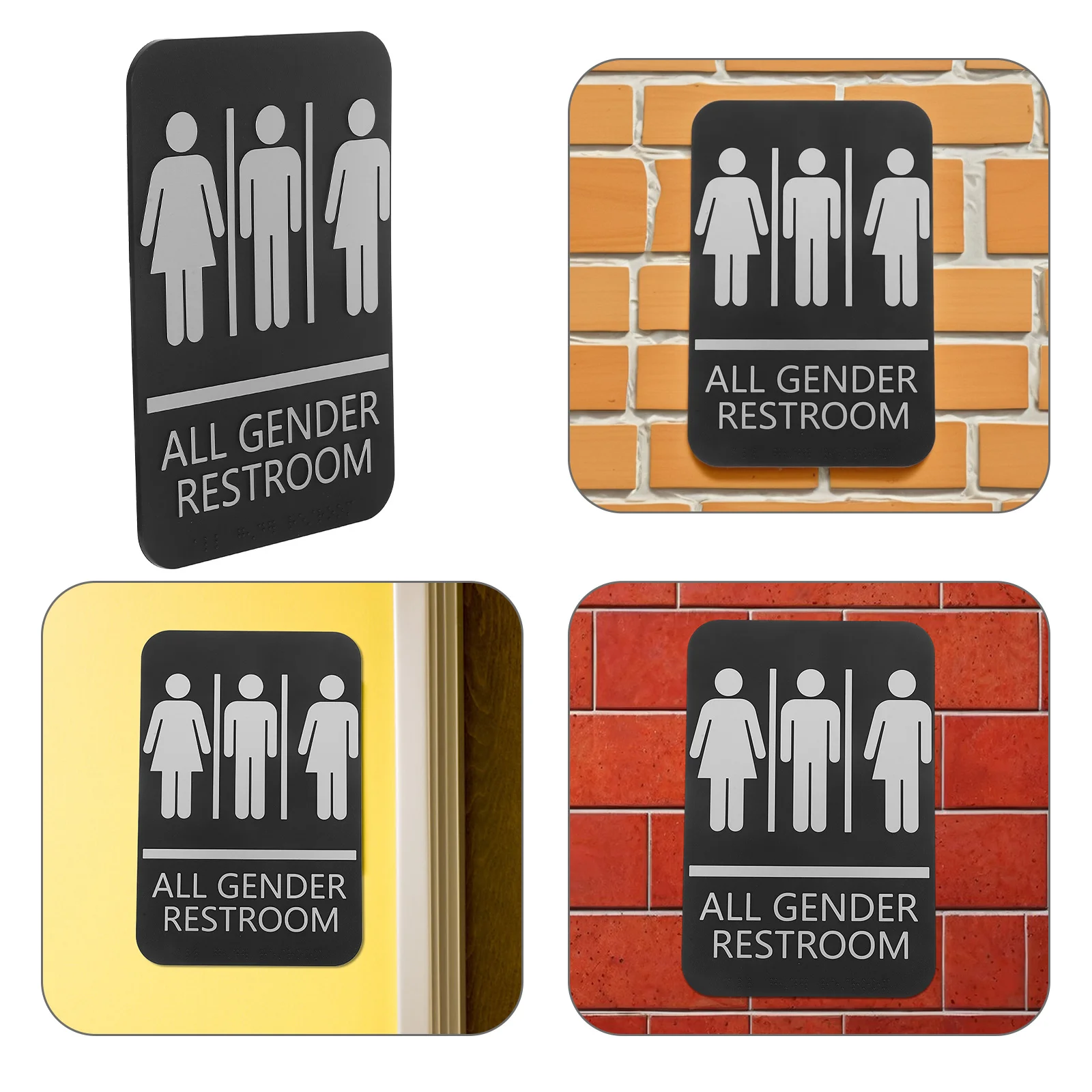 علامة مرحاض للجنسين، لافتة باب حمام معدنية للأعمال المنزلية، حروف مرتفعة ذاتية اللصق، سهلة التركيب