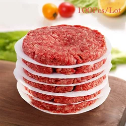 100 adet/grup Hamburger dondurulmuş Patty bölmesi kağıt barbekü yağ emici Hamburger basın Patty kağıt gıda Mat kağıt