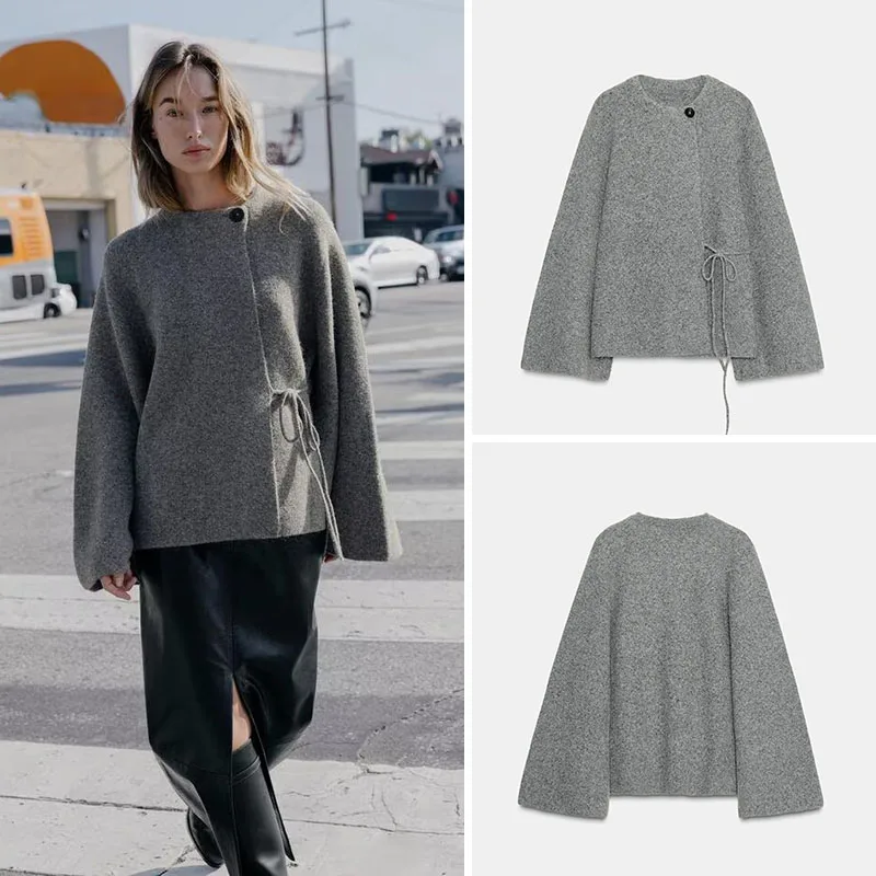 

Новое весеннее женское модное пальто Ele Knitted Split Sve во французском стиле, приталенное, с длинными рукавами, на пуговицах, верхняя одежда