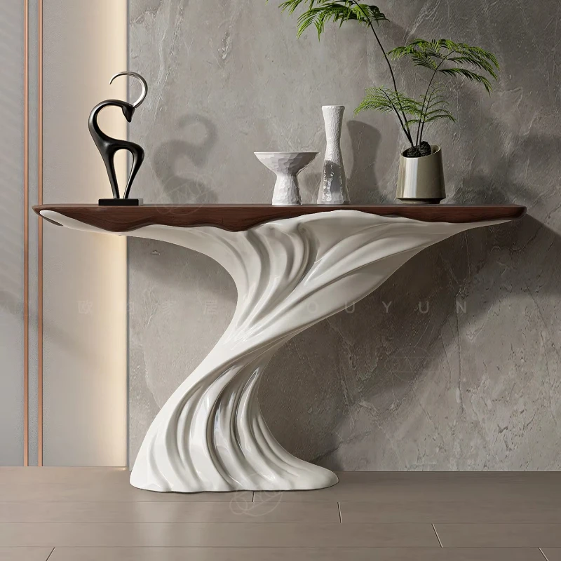 Modern and elegant luxury entrance channel console desktop wall-mounted art design, suitable for family hotels