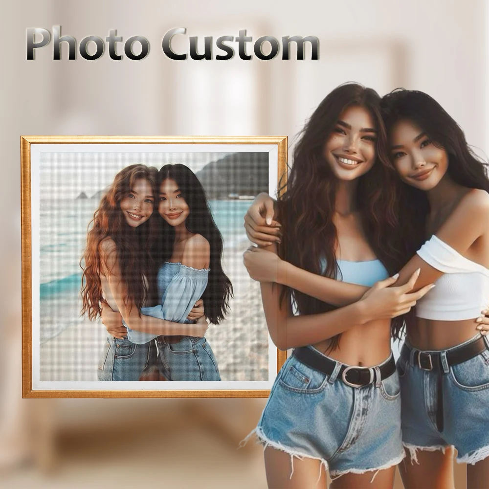 HUACAN Personalisiertes Foto-Diamant-Malerei-Set, personalisiertes Foto, individuelle Diamant-Mosaik-Sets, Jubiläumsgeschenke