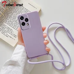 Crossbody Necklace Strap Lanyard Cord Silicone Phone Case for Huawei Honor 200 100 90 80 70 60 Pro Lite Coque Cover