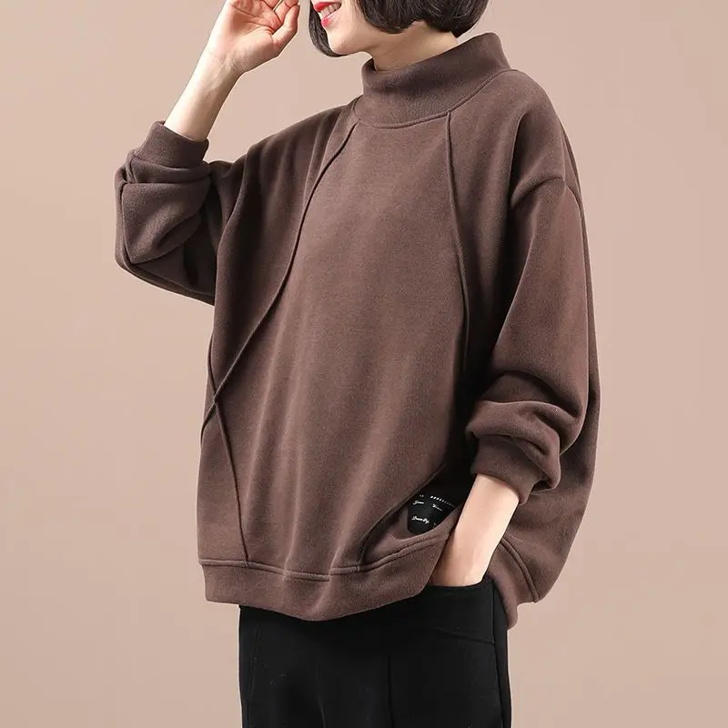 

Fashion Sweatshirts Thickened Velvet Korean Style Loose Tops for in Winter Elegant Style Large Size Versatile Women Clothing