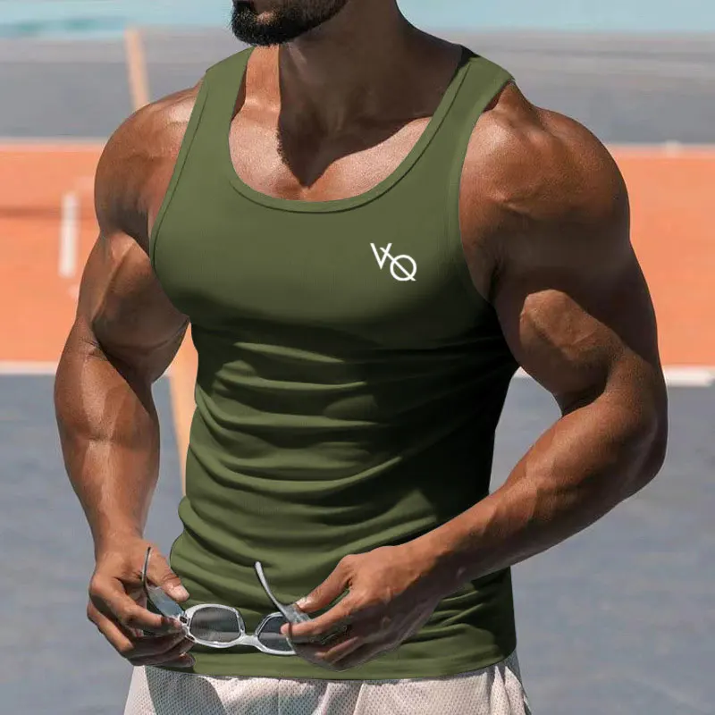 2026 Men's Tank Top Summer Gym Exercise Tank Top Square Collar Sleeveless T-shirt Breathable and Comfortable Casual Sports Vest