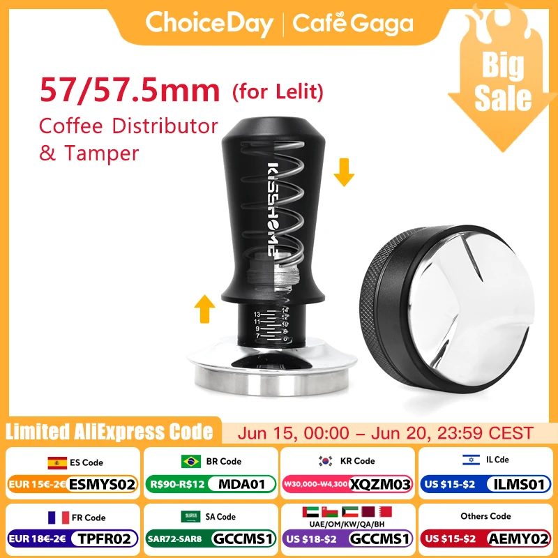 Distribuidor de adulteração de café, 57mm 57.5mm, ferramenta niveladora para lelit anna anita, portátil, barista, acessórios de café expresso, ferramentas de barista
