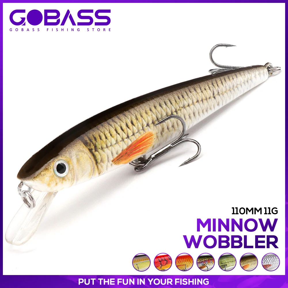 GOBASS 11cm 11g Crank Wobblers Trolling For Pike Jerkbait All For Fishing Bait Pesca Fishing Accessories Minnow Lures Artificial