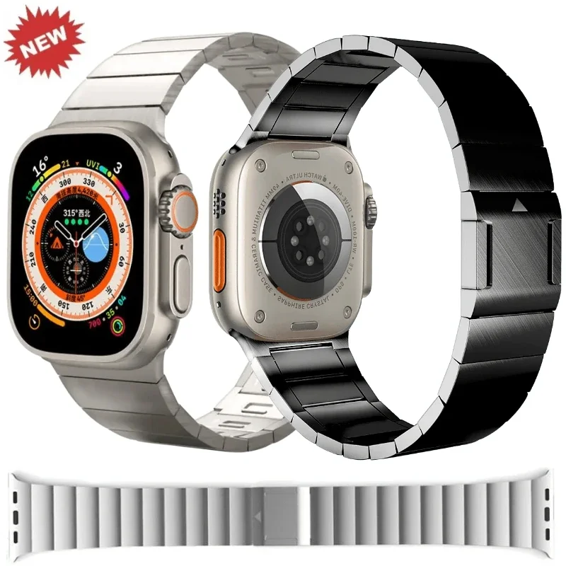 

Metal Link Strap For Apple Watch Band 49mm 46mm 45mm 44mm Magnetic Buckle Wristband iWatch Series Ultra 10 9 8 7 6 5 4 SE Correa