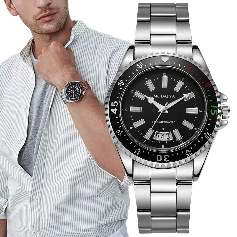 Luxury men\'s Brand Watches Fashion Business Luminous Calendar Large Dial Men Quartz Watch Stainless Steel Strap Sports Clock