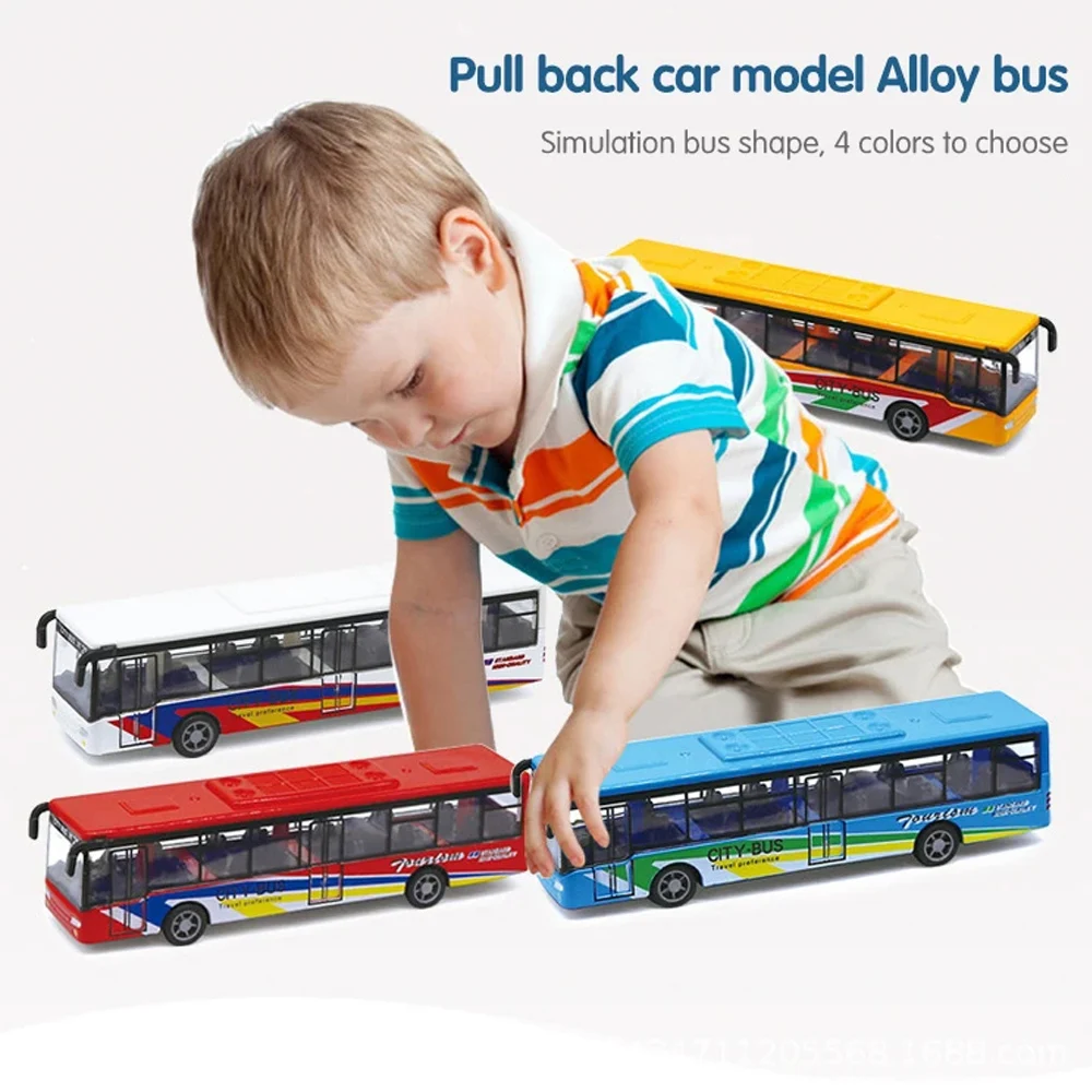 Alloy Car 15Cm Bus Model Diecast Double-Decker Pull Back Vehicle Children\'s Toy Car Bus Toy Car for Boys Girls Birthday Gifts