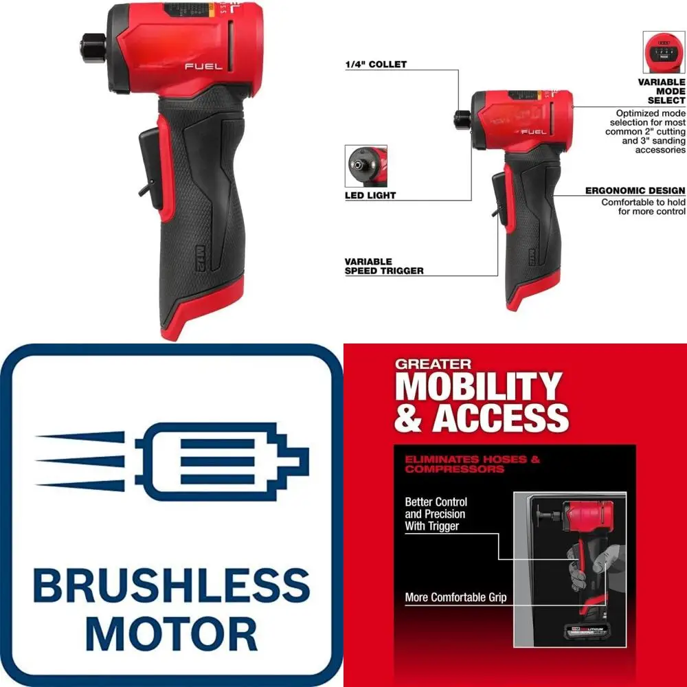 

Угловая шлифовальная машина 1/4 дюйма, 12 В, голый инструмент, совместимый с беспроводной системой электроинструментов M12 FUEL