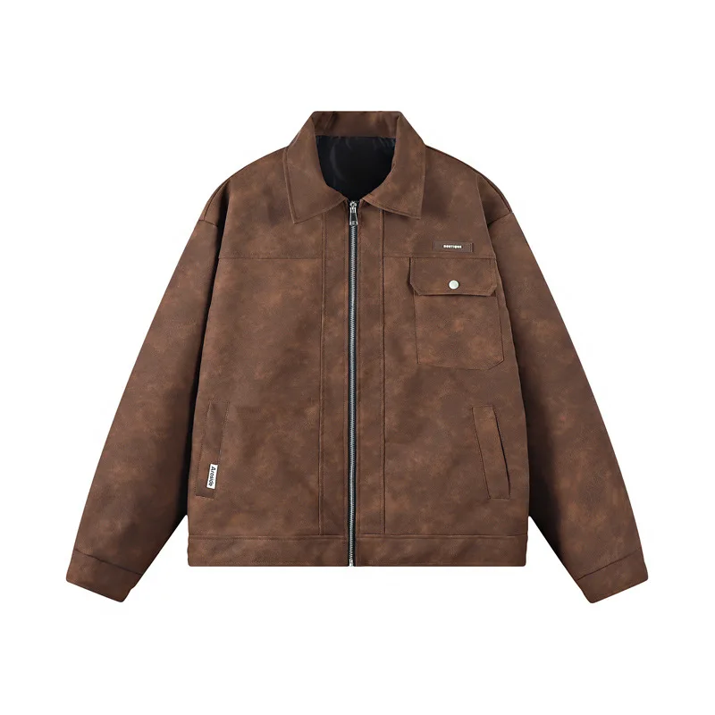 

High-quality denim jackets, leather jackets and faux leather winter coats, men's collared trendy oversized jackets
