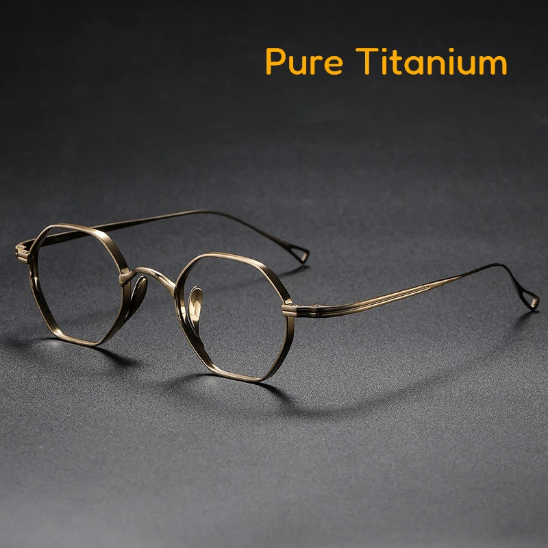 

Japanese-Style Pure Titanium Eyeglass Frames Designer Brand Prescription Retro Polygonal Full-Frame Prescription Eyeglass Frames
