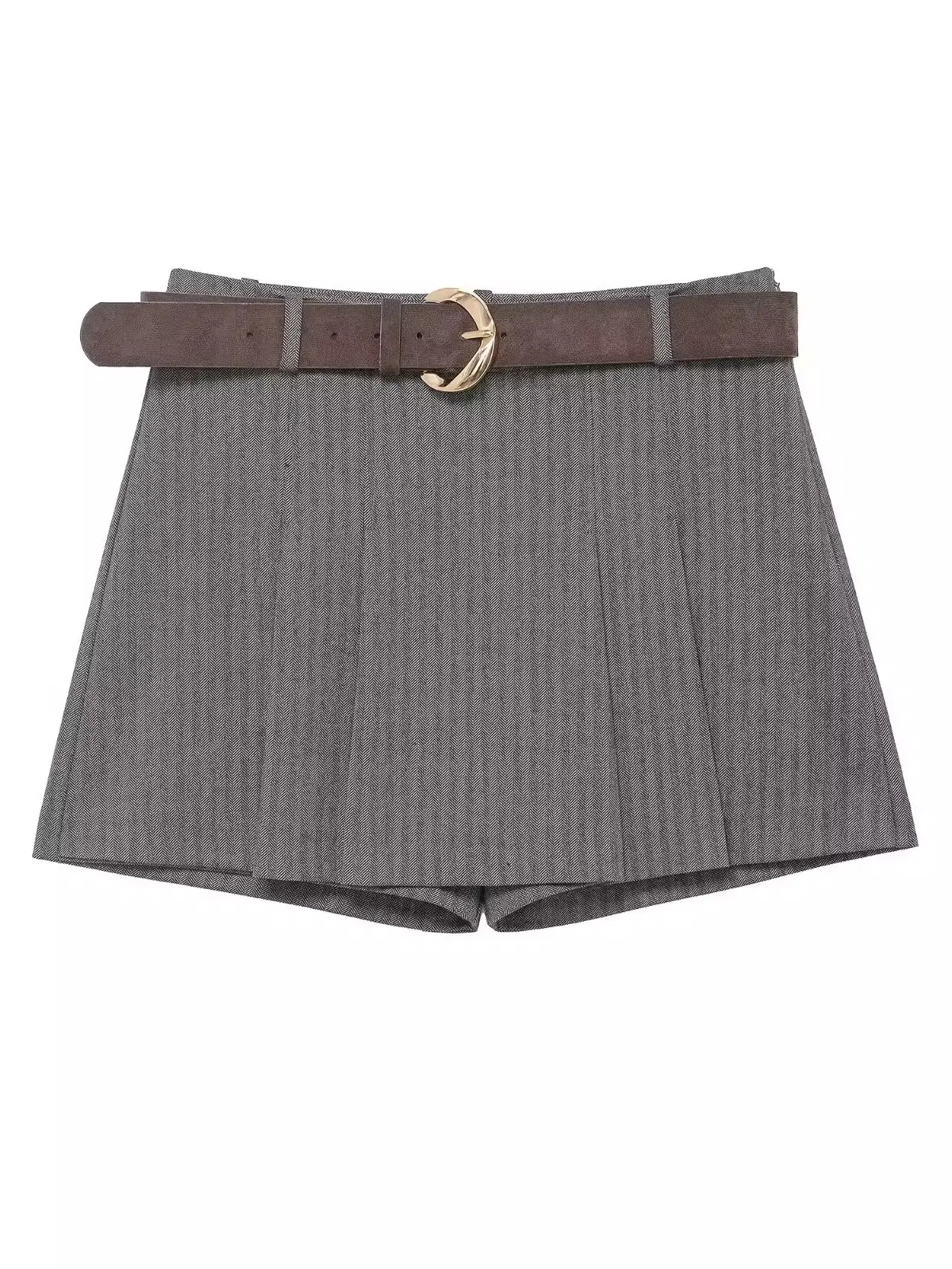 

Новая зимняя женская модная юбка, брюки с поясом, плиссированные брюки с высокой талией, длина f, универсальные Sli Ci Commute Poly...