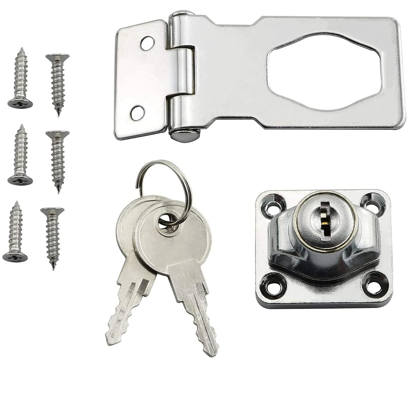 Kunci Laci Pengait Kunci Pintu Campuran Seng dengan Kunci Kait Engsel Dapat Dilipat untuk Lemari dan Pintu Gudang untuk Pemasangan 180 Derajat