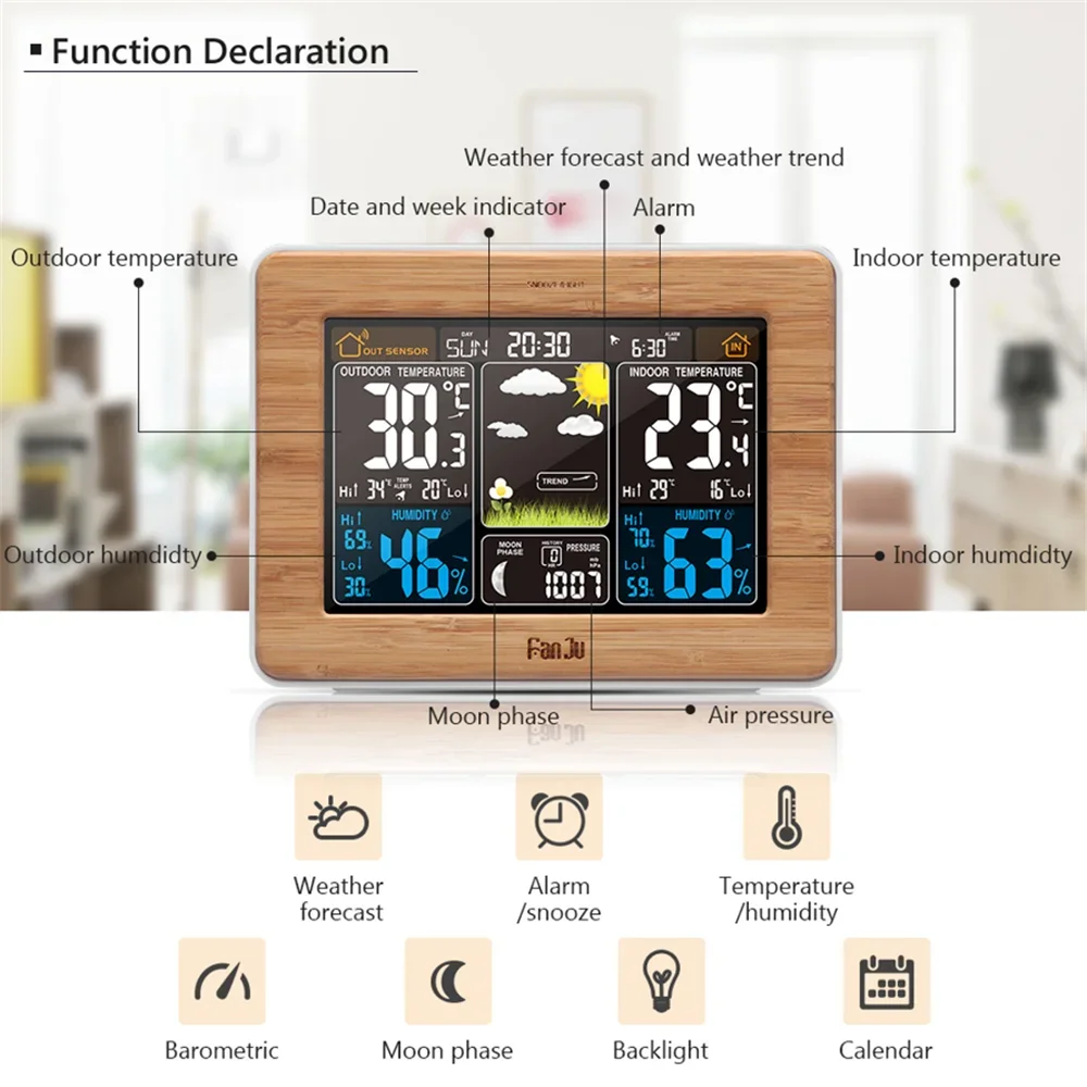 Multi-functional Digital Clock Smart Alarm Clock Watch Electronic Desktop Clocks Wake Up Weather Forecast Snooze Calendar Date