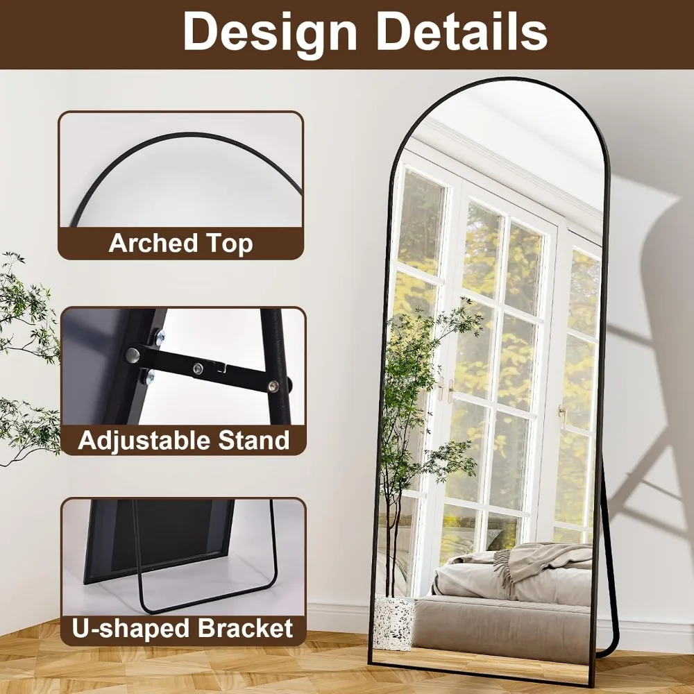 Aluminum Alloy Framed Wall-Mounted Full Length Mirror for Home Use - Ideal for Bathroom, Living Room, and Bedroom