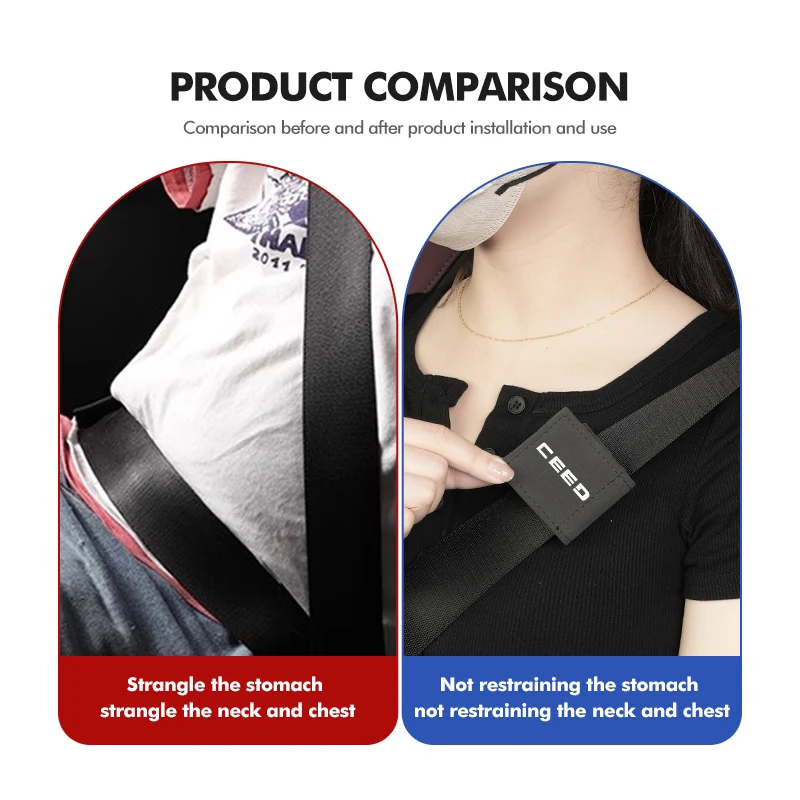Car Seat Safety Belt Leather Limiter Accessories Auto Universal For KIA Sorento Stinger Spectra Niro Cadenza Sephia - view 5
