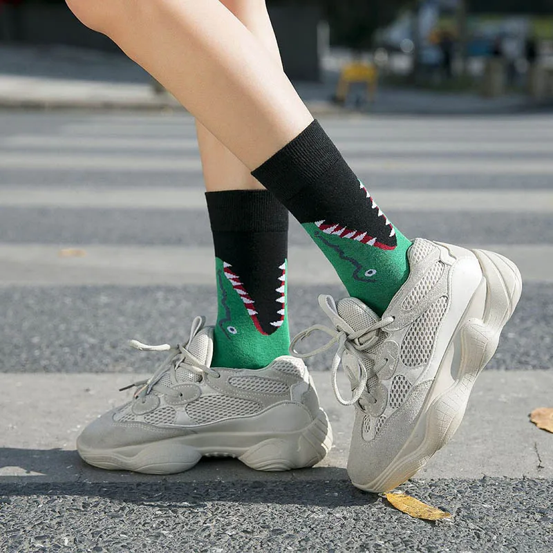 Creative High Quality Fashion Harajuku Kawaii Happy Socks Women Banana fruit Strawberry Animal Print Funny Socks Flame socks