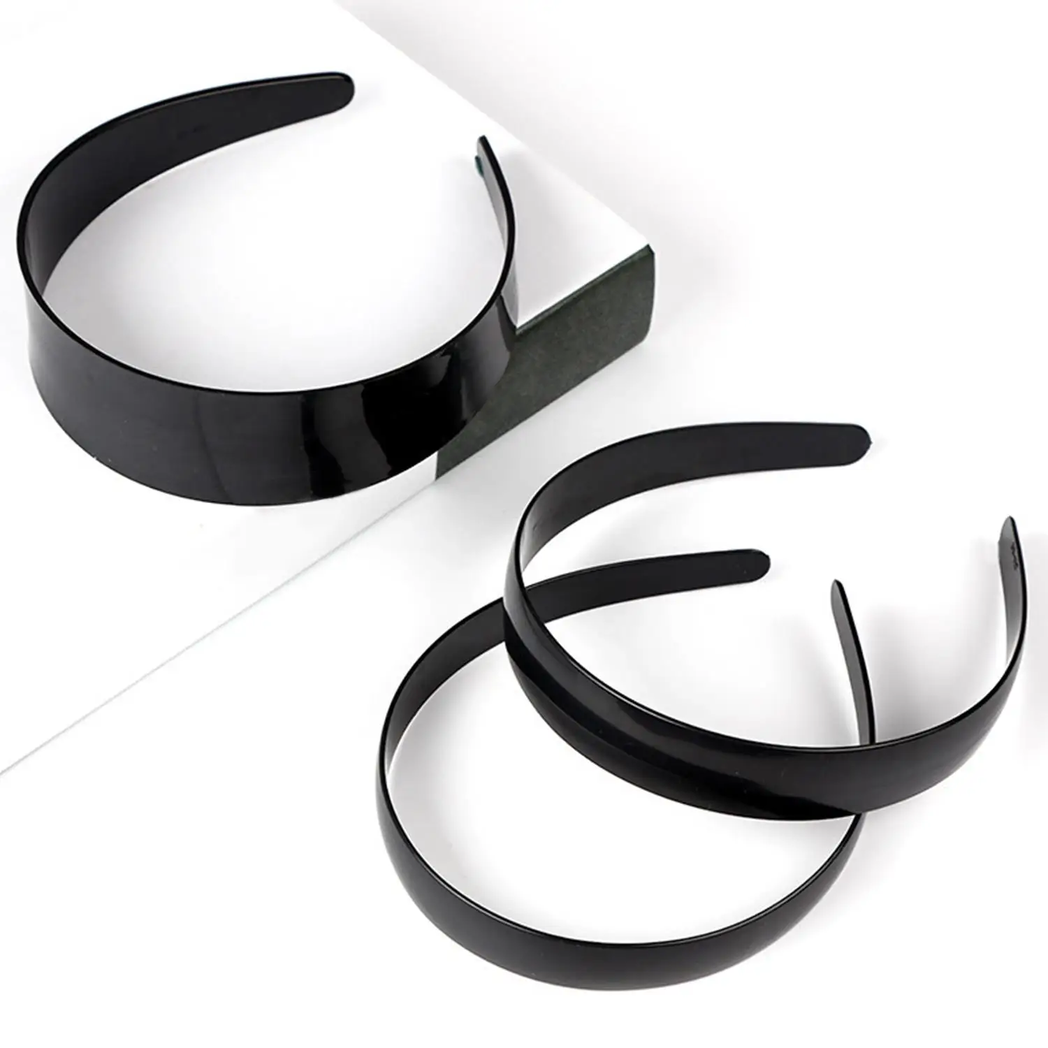 Afbeelding 7: Eenvoudige zwarte brede hoofdband meisje vrouwen plastic haarband getande antislip hoofd hoepel DIY haaraccessoires