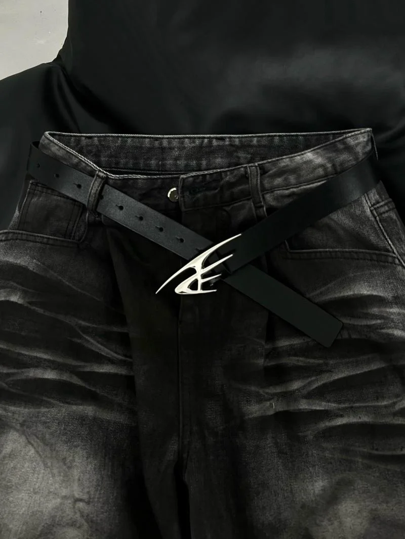 Ace Original Metal Logo Belt Unisex High-End Abstract Design Cleanfit Waist Belt Fashionable Accessory for Men And Women