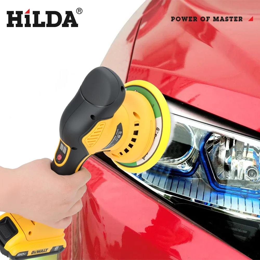 HILDA Car Polishing Machine Auto Car Waxing Polisher 8 Gears Digital Display Cordless Electric Polisher For Dewalt Battery view 5