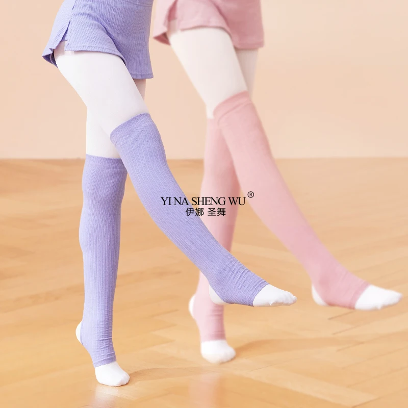 

Балетные гетры для девочек, длинные гетры, спортивные носки для танцев, детские вязаные гетры со стременами для йоги, балета, танцев