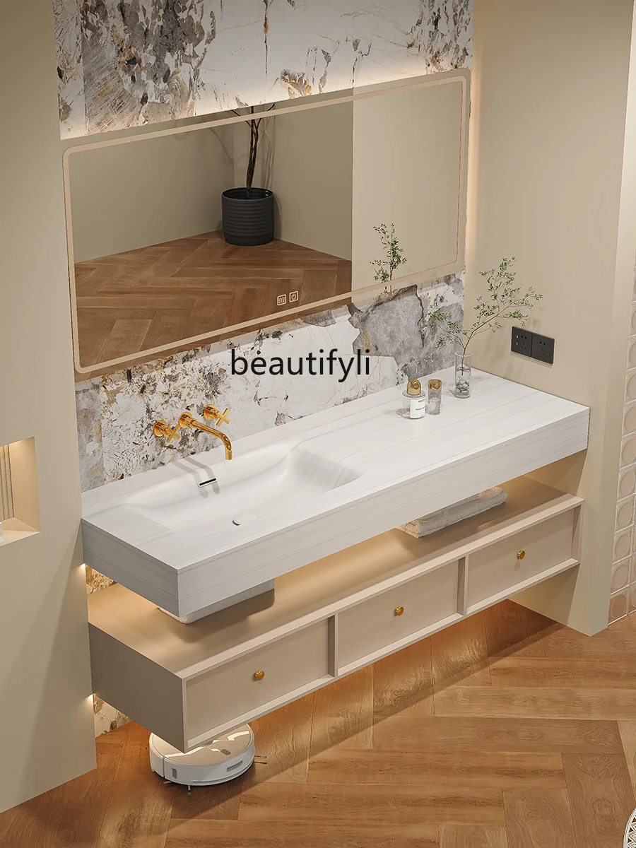 

Corian Whole Washbin Hanging Rubber Wood Bathroom Cabinet Combination Bathroom Table Cabinet