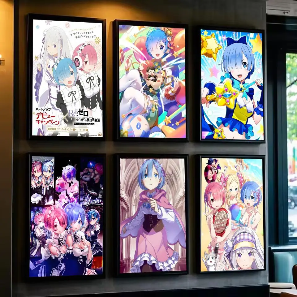 ملصق Re Zero Rem أنيمي مقاوم للماء عالي الدقة ملصق فني جداري ذاتي اللصق ديكور جمالي للمعيشة المنزلية