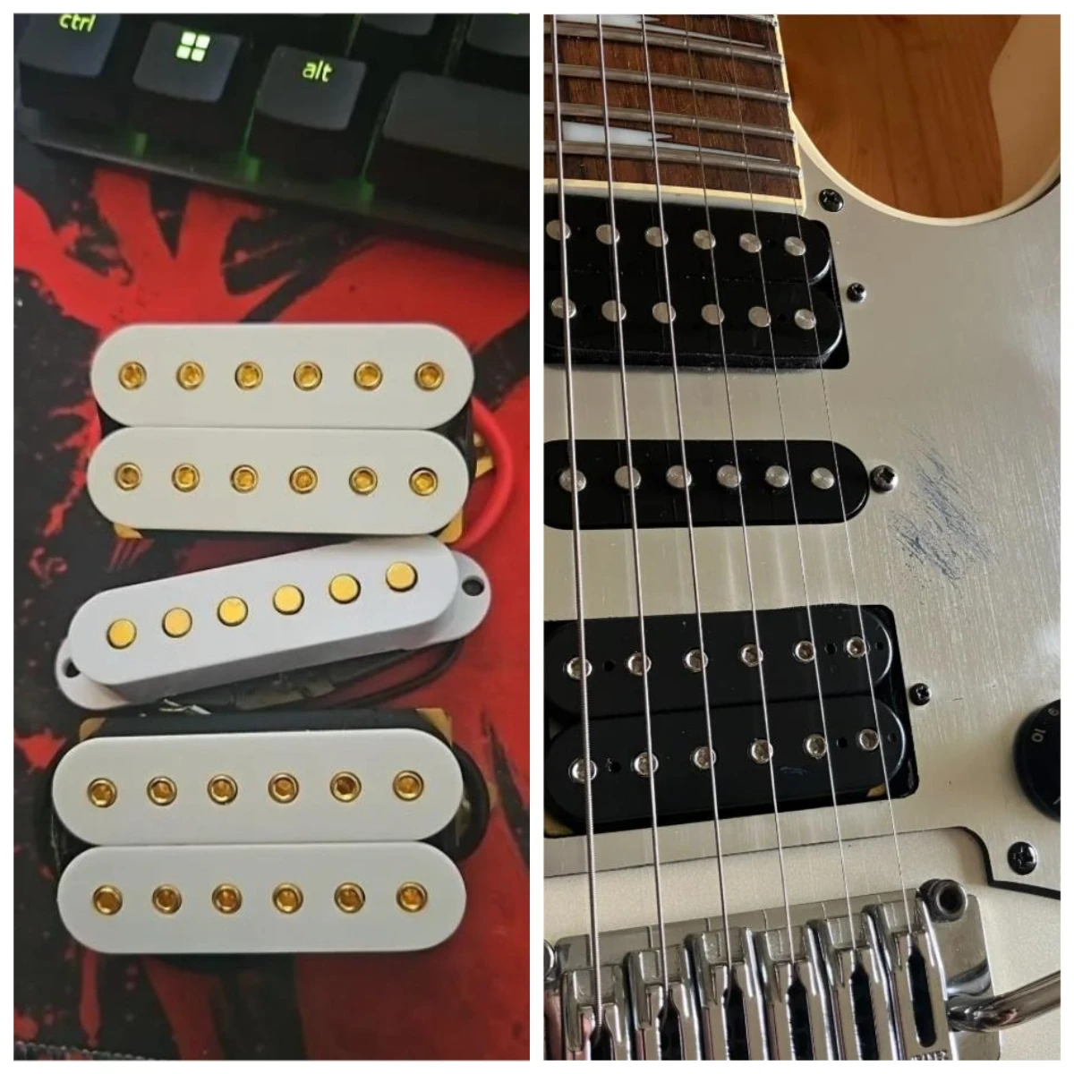 Alnico5 HSH Electric Guitar Pickup Set N/M/B for Ibanez - Neck Middle Bridge Position