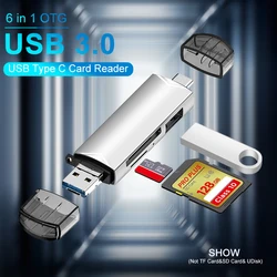 6 in 1 OTG USB Type C Card Reader USB 3.0 Micro Sd Mini Adapter SD TF USB Flash Drive Converter Mobile Phone Accessories