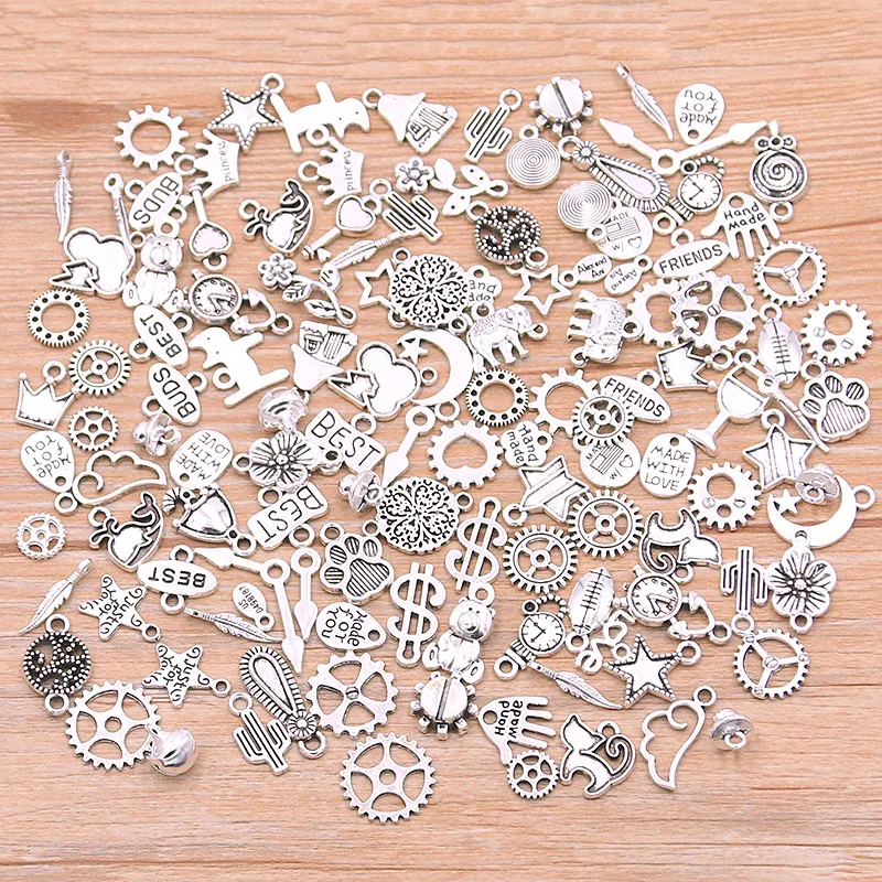 40PCS Mix Color MINI Size Random Alloy Animal Plant Heart Star Charm Mechanical Steampunk Cogs & Gears Diy Accessories Drop Ship view 3