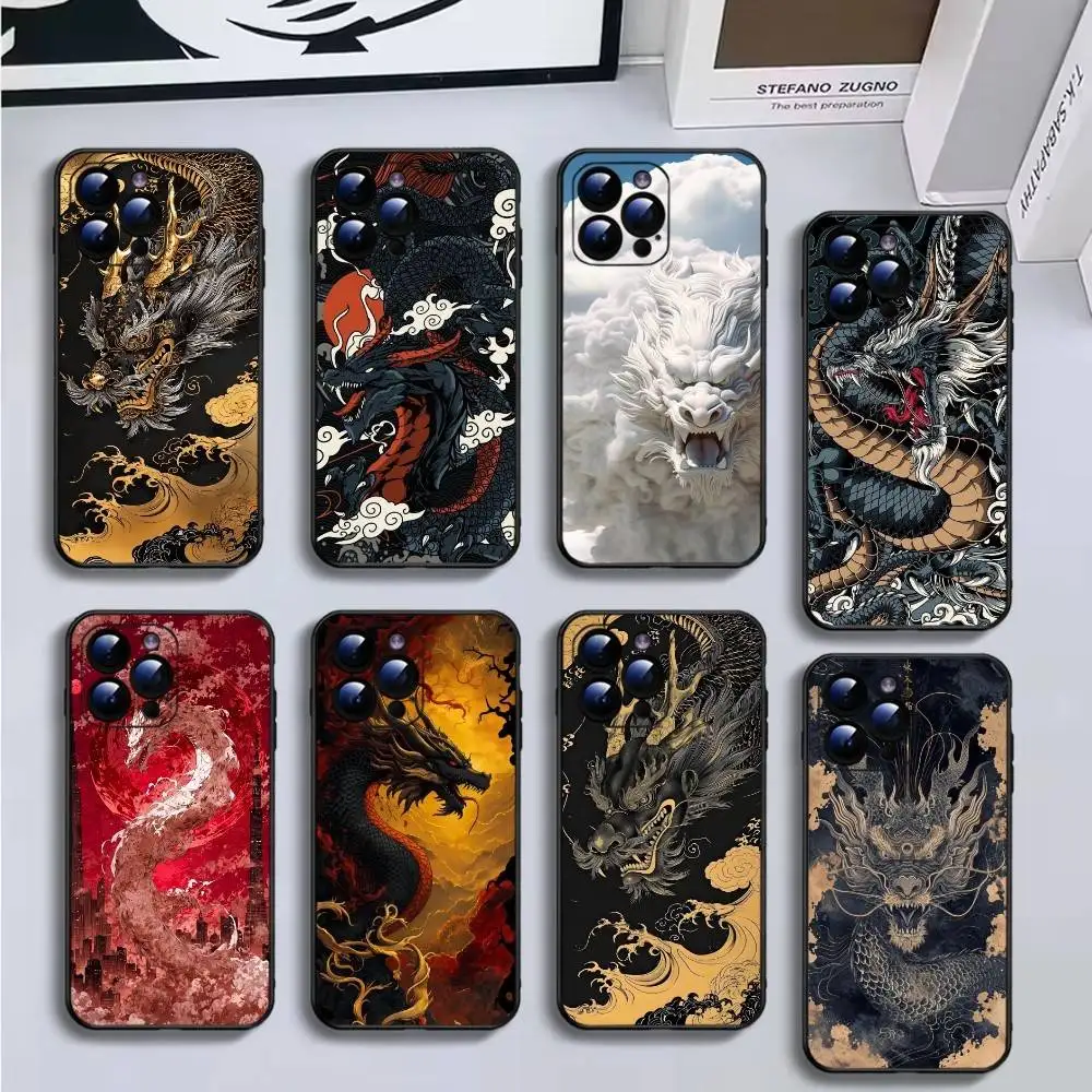

dragon fashion cool design Phone Case For iPhone17,16,15,14,13,12,11 Plus,Pro Max,Soft Black Cover