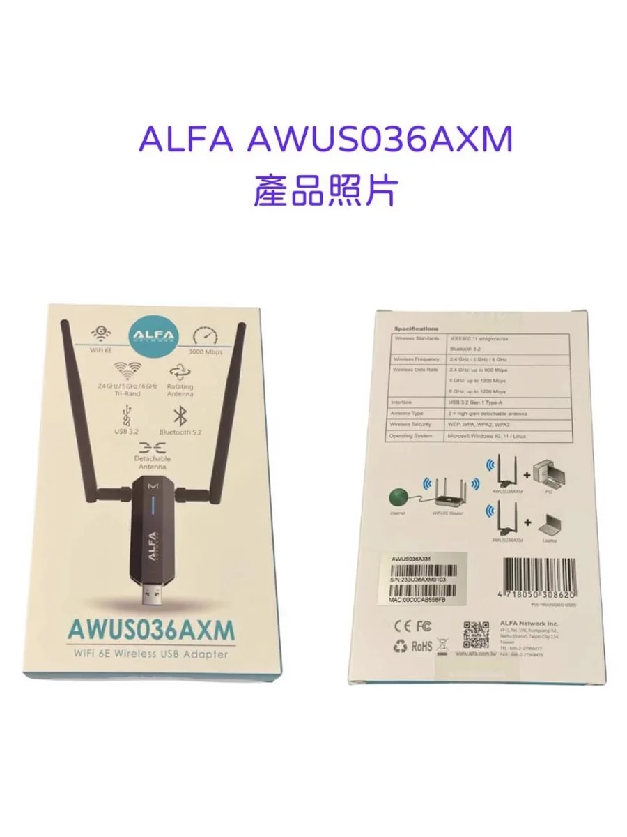 Imagem -02 - Cartão Combo sem Fio com Bluetooth Taiwan Produção Alfa Awus036axm Wifi 6e Mt7921aun